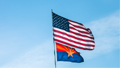 Image of the Arizona and American flags