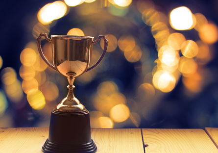 An image of a trophy with a blurred background.