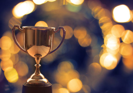 An image of a trophy with a blurred background.
