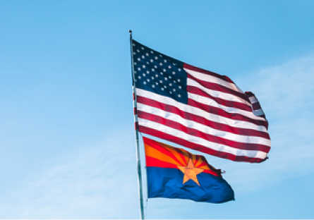Image of the Arizona and American flags